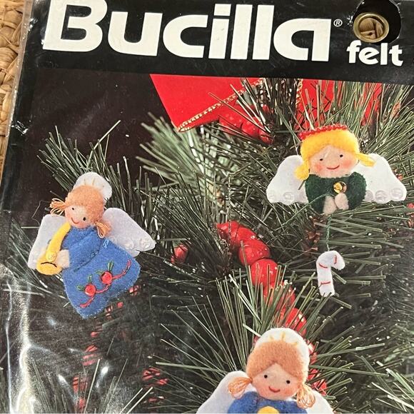Vintage 1996 Bucilla Felt Appliqué Angels Set of 50 Ornaments Christmas Kit - Picture 3 of 13